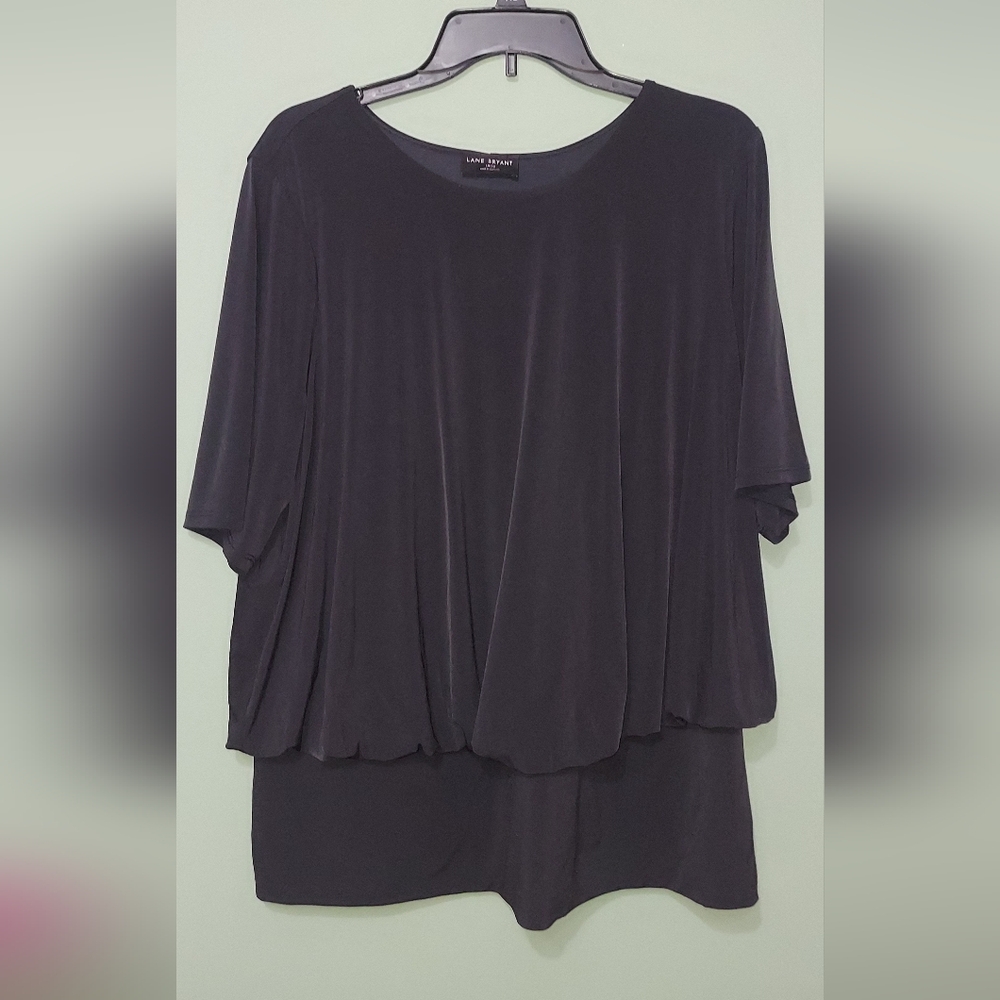 Lane Bryant Black Pleated Blouse